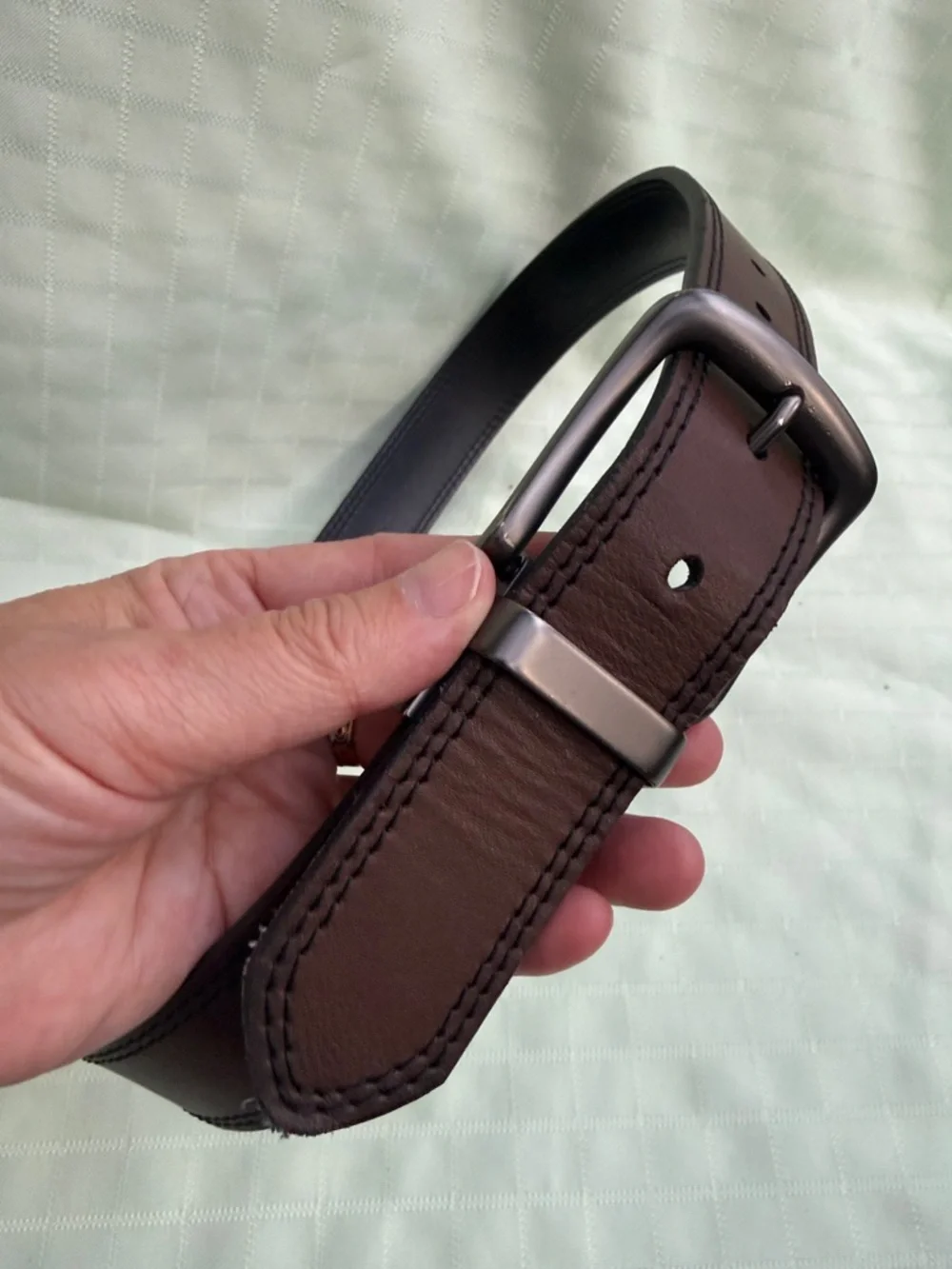 Thick Leather Convertible Belt - Brown/Black